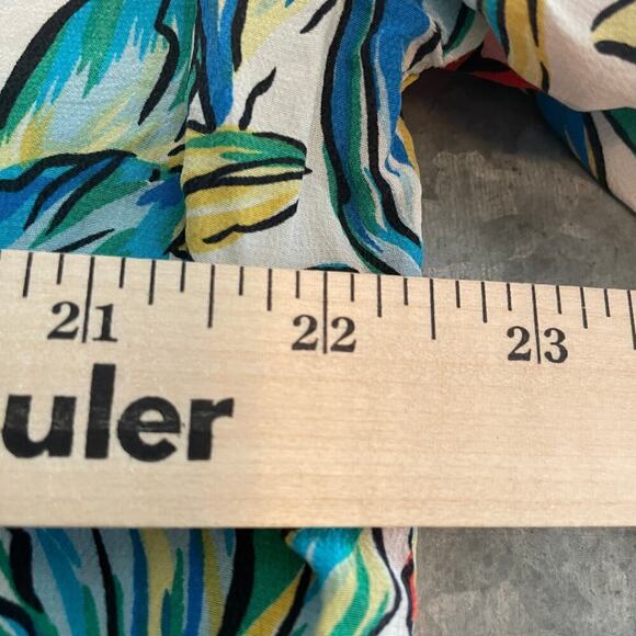 Vintage SILK Robbie Bee Postcard Tropical Floral Shirt Womens M/L Aloha Relaxed - Picture 7 of 8